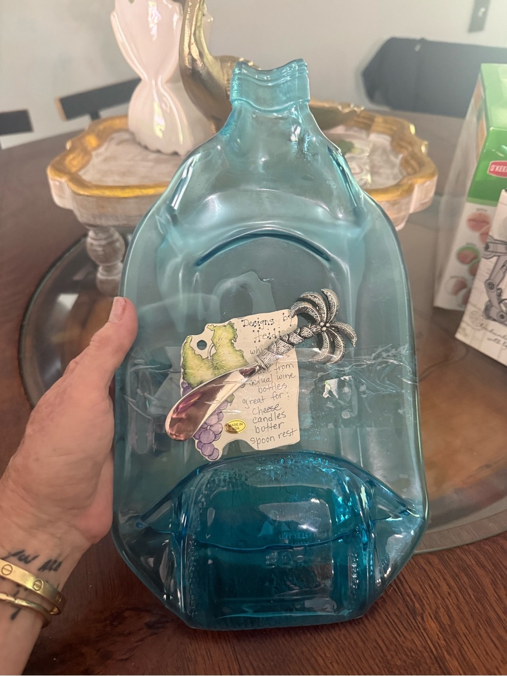 Blue Recycled Glass Serveware Tray